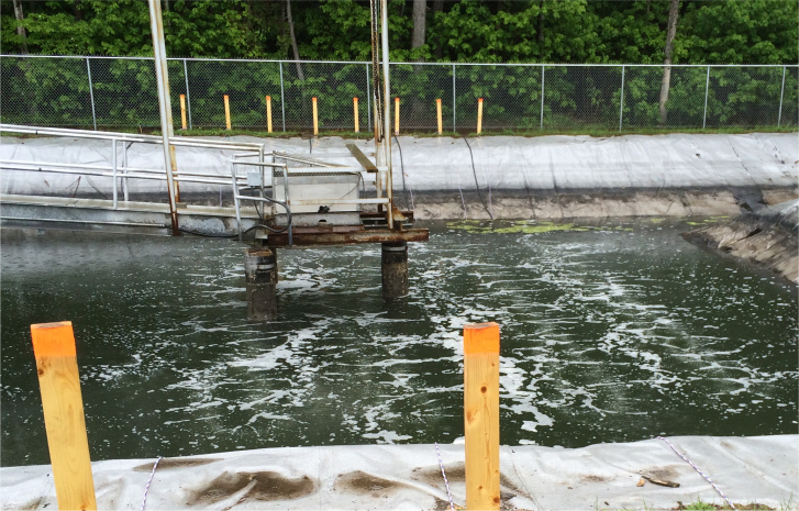 Aerated pond in a rest area in Quebec